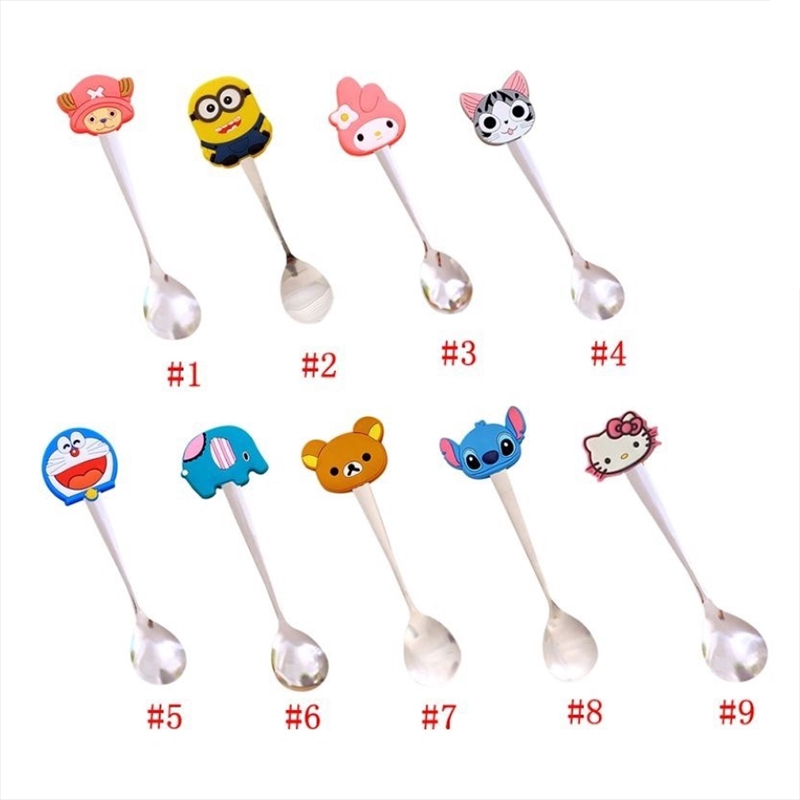 Cartoon Handle Spoons Kids Stainless Steel Ice Cream Coffee Tea Soup Spoon