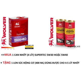 NHỚT XE HƠI, Ô TÔ, XE TẢI - WOLVER SUPERTEC SAE 5W40 (4 LÍT) + SÚC ĐỘNG CƠ