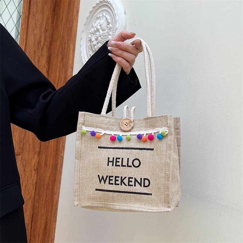 Túi Cói Đi Biển Mini size nhỏ vintage đẹp Merci Tote đi chơi du lịch cao cấp loại 1 Quảng Châu Cực Hot hello weekend K5