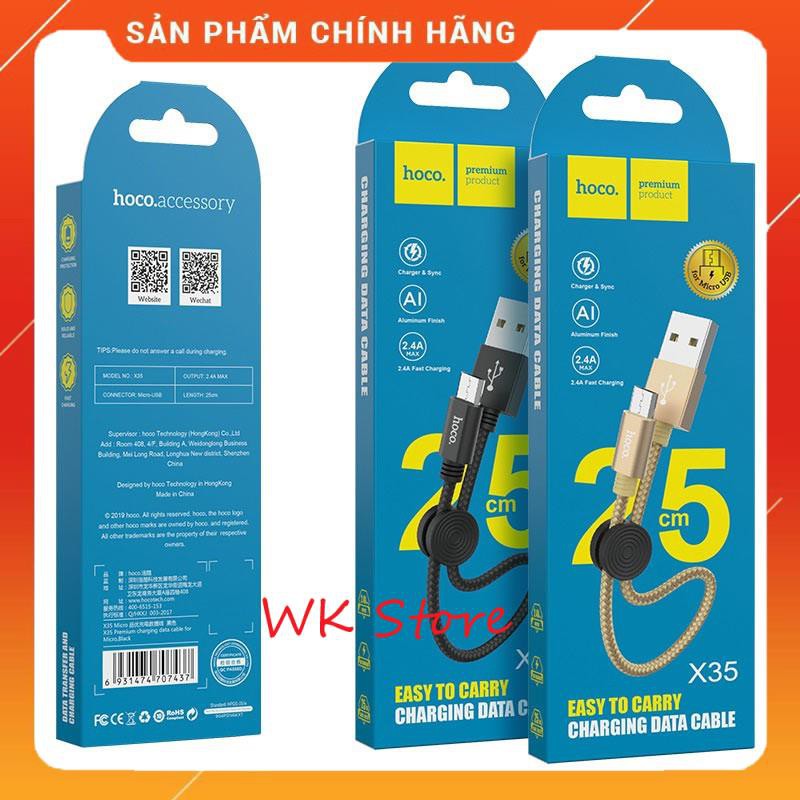 Cáp sạc nhanh 25cm Hoco X35 (iphone,Type C,Micro) chính hãng