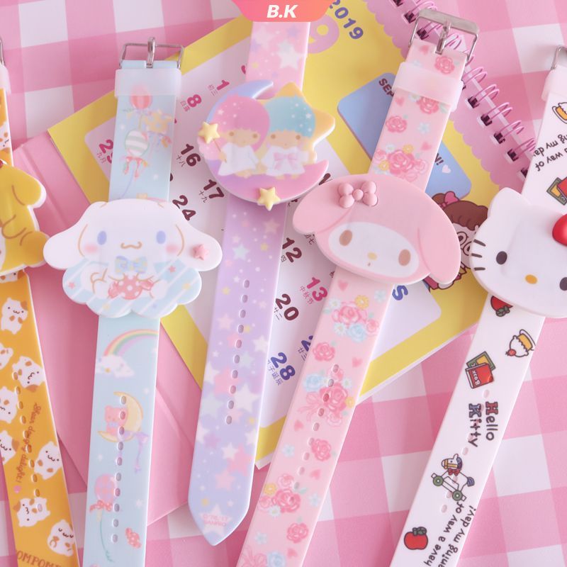 Cartoon Cute Melody Cinnamoroll Dog Hello Kitty Little Twins Stars Electronic Girl Wristband Student 【KU2】