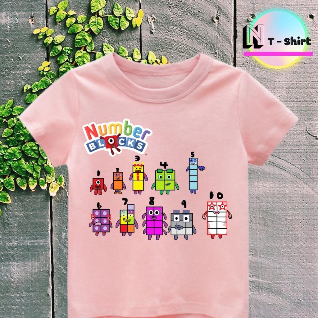 Áo thun cho bé trai và bé gái in hình hoạt hình Number Blocks dễ thương, chất liệu cotton mềm mịn thoáng mát NTShirt 03