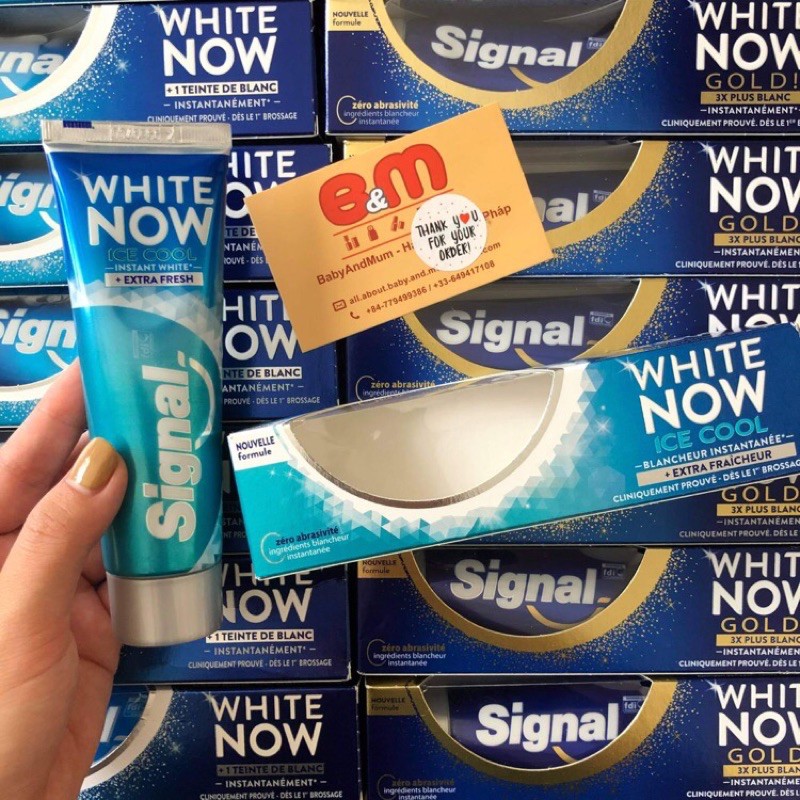[Hàng Pháp] Kem đánh răng Signal White Now - bill siêu thị Pháp