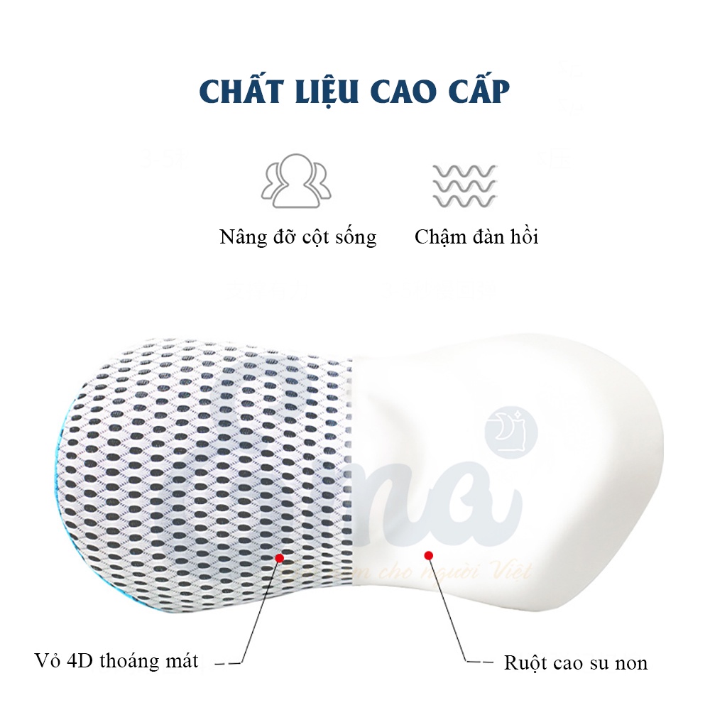 Bộ gối tựa đầu và kê thắt lưng văn phòng EMA - Ruột cao su non - Vỏ 4D siêu thoáng