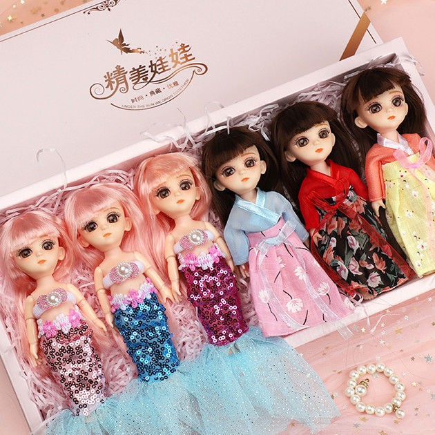 Búp bê Barbie 17cm Váy cưới Bộ hộp quà có thể được thay đổi thành nhà chơi mini đồ cô gái