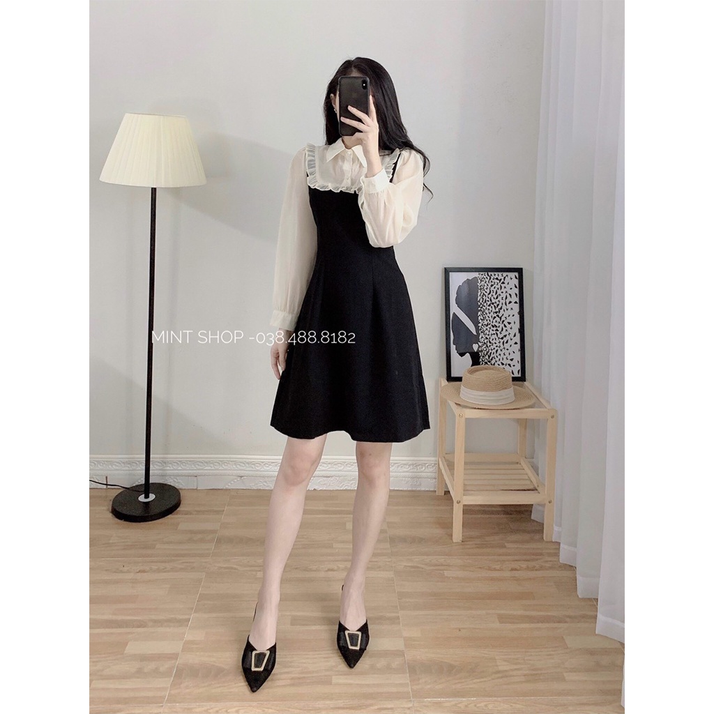 Váy Thiết Kế - Váy Phối Tay Voan Cổ Đức Chất Vải Dày Dặn Sang Trọng | BigBuy360 - bigbuy360.vn