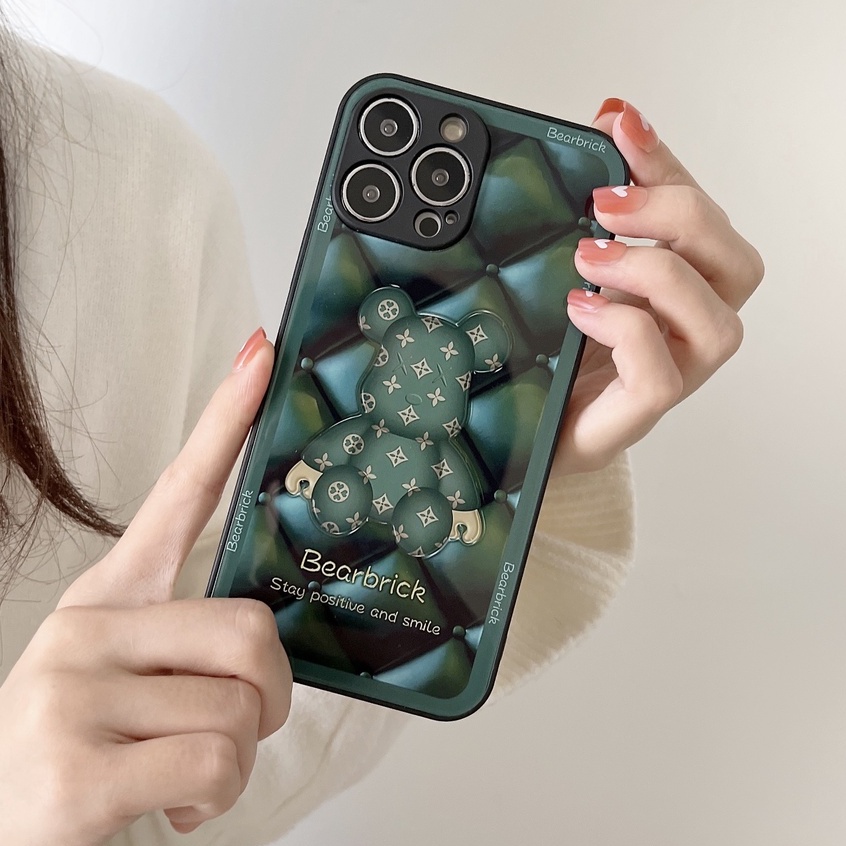 Ốp Điện Thoại Kính Cường Lực Hình Gấu Cho Iphone 13 12 11 Pro Max X XSmax XR 8 7 Plus