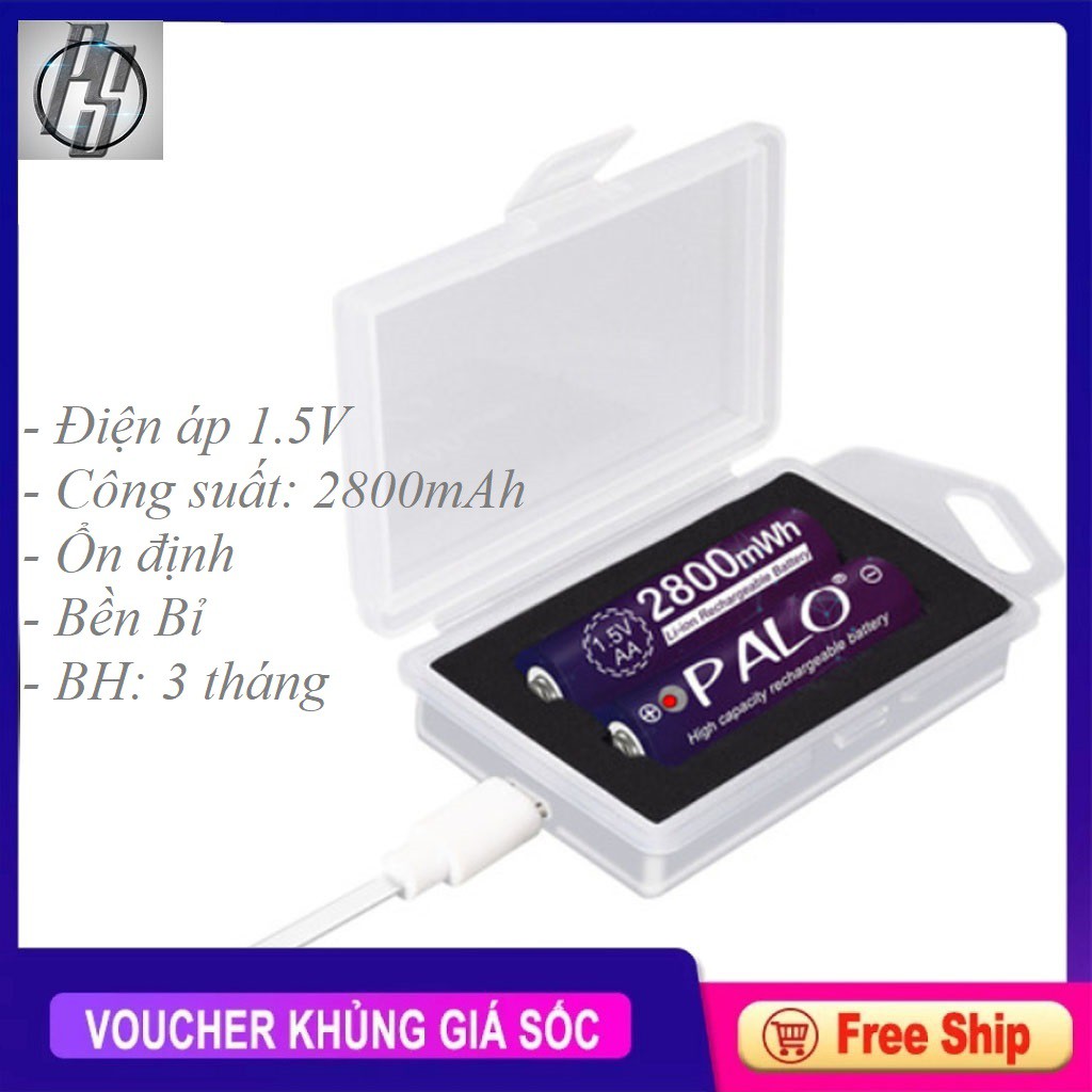 Bộ sạc pin tiểu 1,5V công suất cao AA2800mAh PALO chuyên dùng hát karaoke