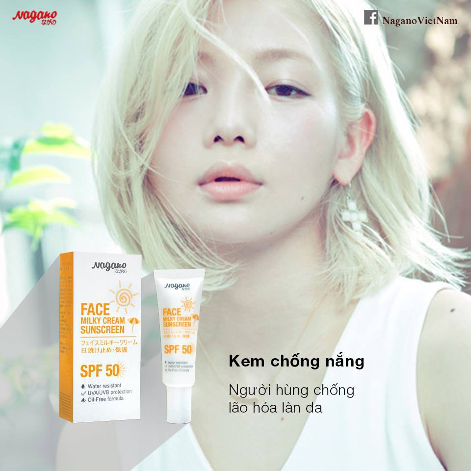 Kem Chống Nắng Dành Cho Da Mặt Nagano JAPAN 20ml-Face Milky Cream Sunscreen-Bảo vệ khỏi tác hại của tia UVA,UVB,