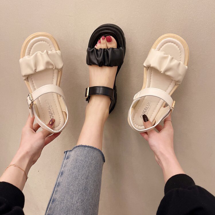 Giày Sandal Cao Gót 2p Phối Xếp Ly Xinh Xắn mã C10