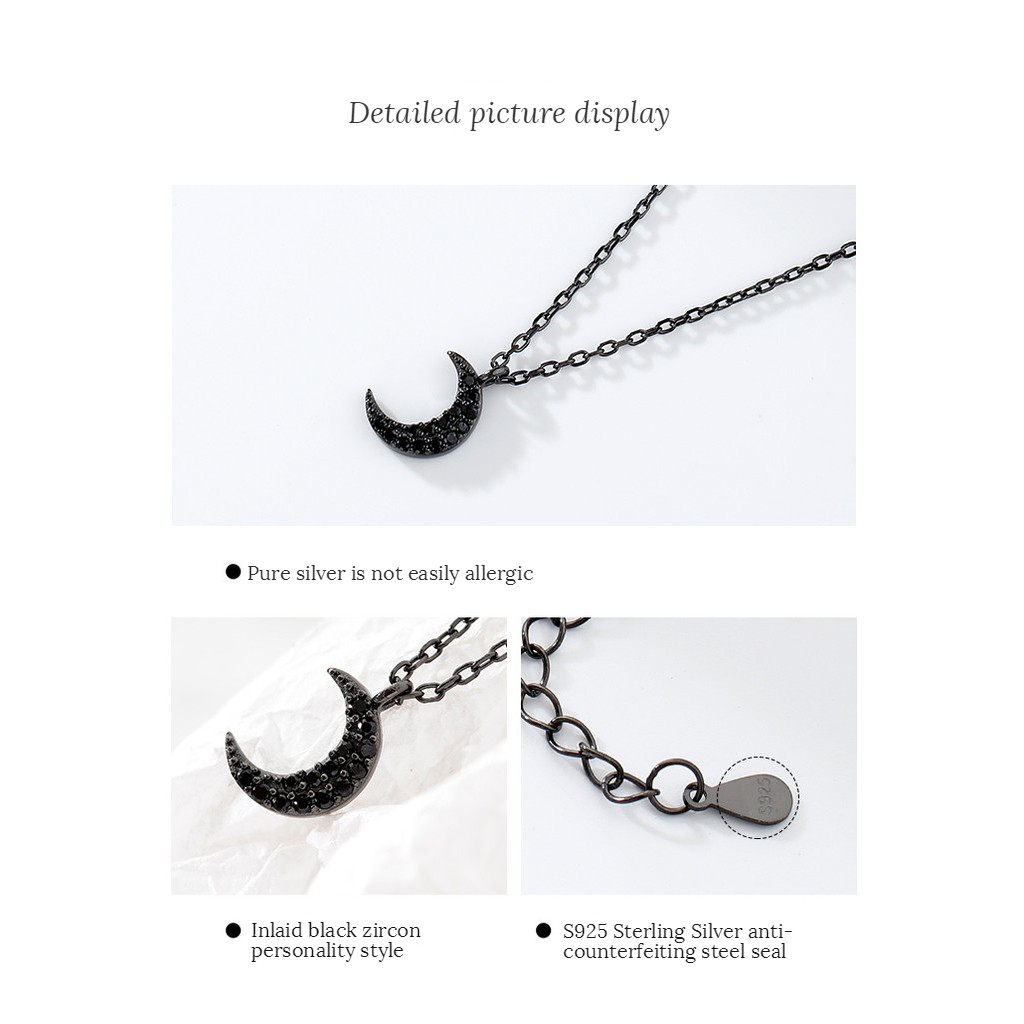 Dây Chuyền Mặt Hình Mặt Trăng Màu Đen Phong Cách Hàn Quốc Đơn Giản B777