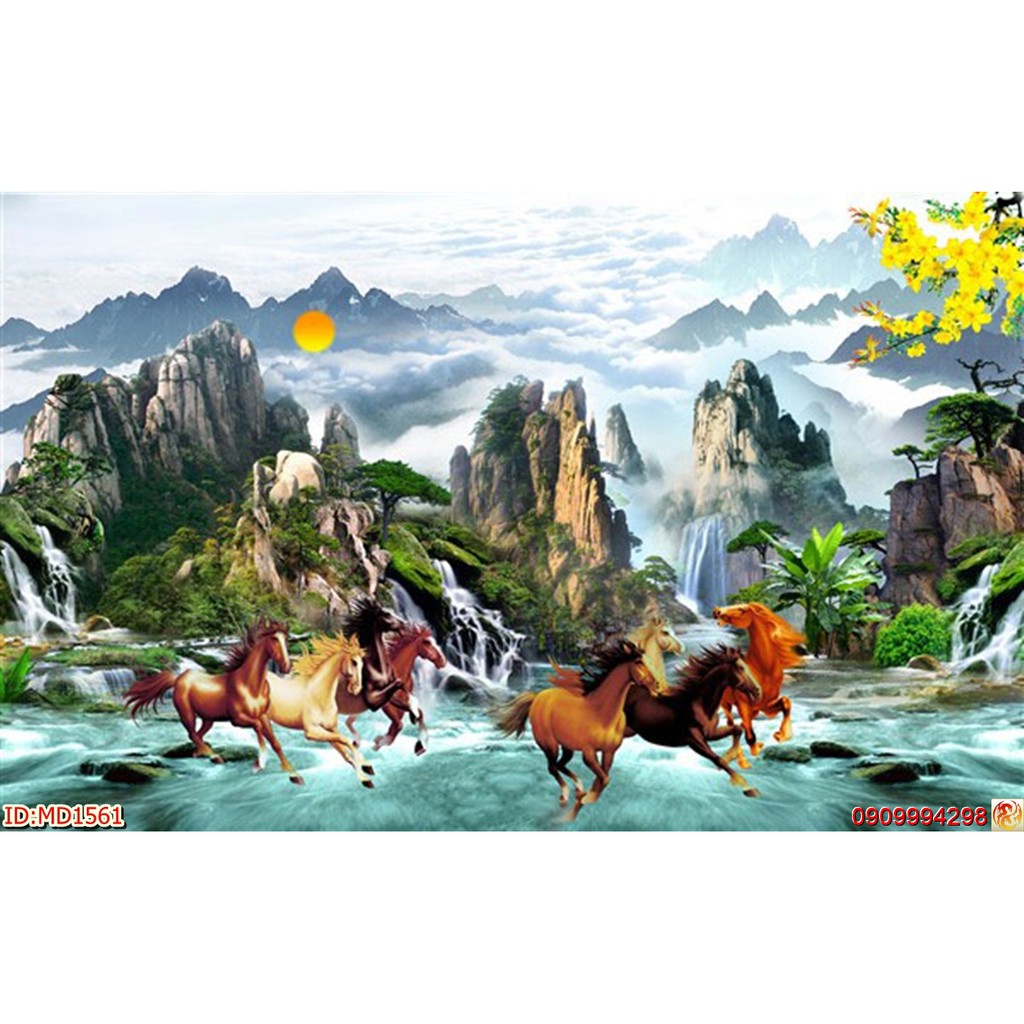 TRANH DÁN TƯỜNG BÁT MÃ 3D - TRANH MÃ ĐÁO THÀNH CÔNG