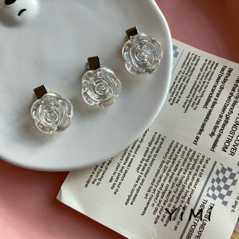 Kẹp tóc hình hoa hồng màu trắng phong cách Hàn Quốc thanh lịch