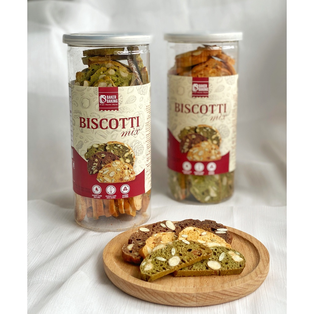 Bánh Biscotti Mix BakerBaking - Eat clean Healthy, giảm cân 250g