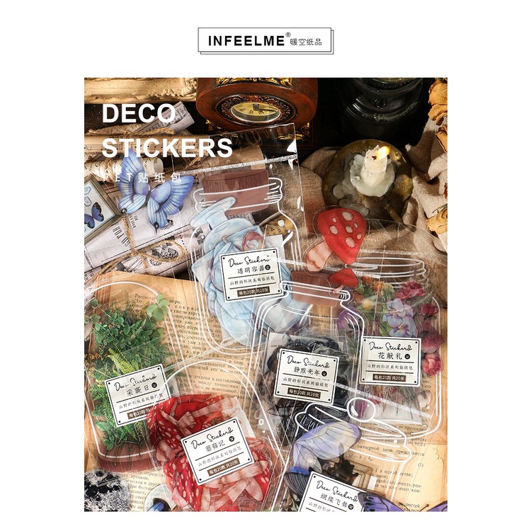 Set 20 Tấm Hình Dán 6 Kiểu Dáng Khác Nhau Dùng Để Trang Trí Sổ Tay
