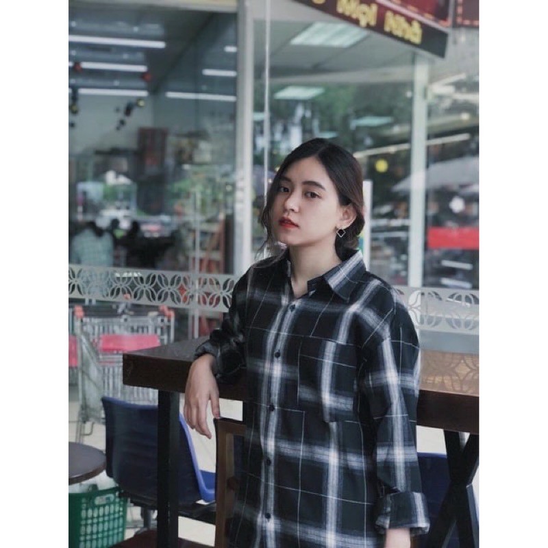 Áo Sơ Mi Flannel Caro Nam Nữ 🌟Người Thật Bán Thật 🌟 Áo Khoác Sơ Mi Caro Flannel Nam Nữ Phong Cách Hàn