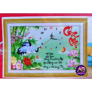 Tranh đính đá đồng hồ Cha mẹ DF070 (chưa đính)