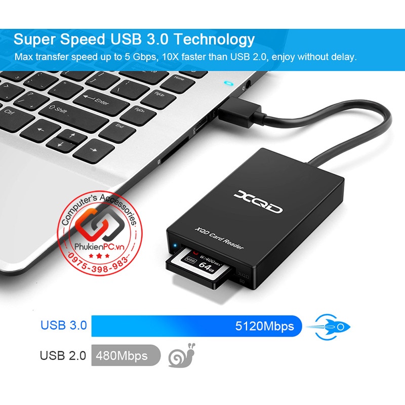 Đầu đọc thẻ nhớ đa năng XQD, SD máy ảnh chuyên nghiệp ra USB 3.0, USB Type-C tốc độ cao