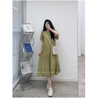 Váy Sơ Mi Dáng Dài, Váy Babydoll Bánh Bèo Tơ Mềm 2 Lớp Siêu Xinh