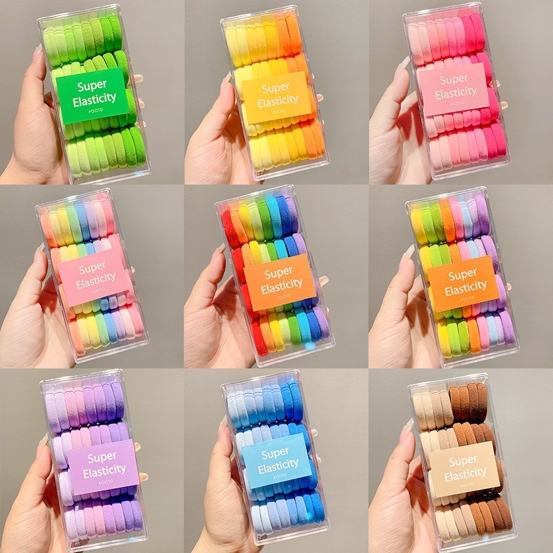 Set 32 Dây Thun Cột Tóc Co Giãn Màu Kẹo Dành Cho Trẻ Em