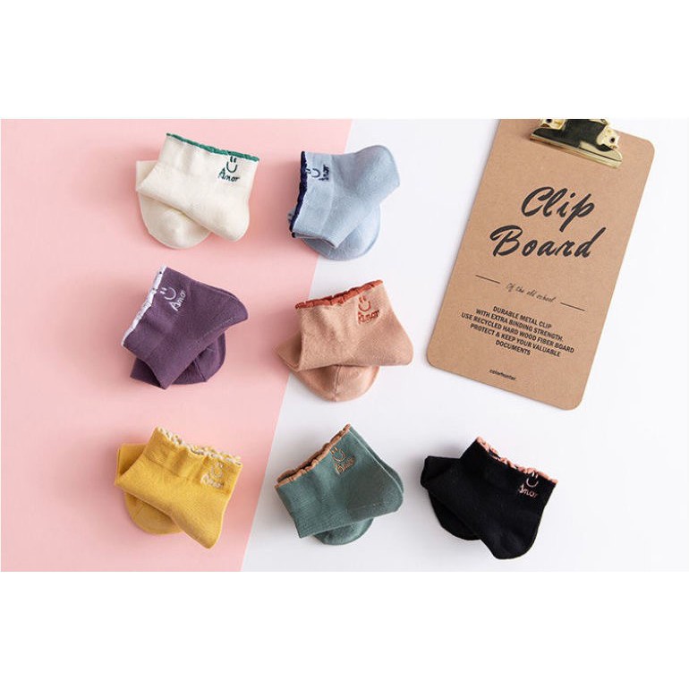 Combo Tất nữ thời trang trẻ trung nhiều màu sắc hoạ tiết caro dễ thương và ngắn cổ bèo họa tiết mặt cười-TO68