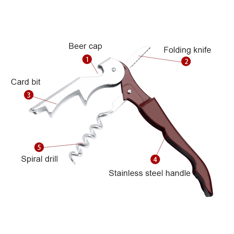 Dụng Cụ Mở Nắp Chai Rượu Đa Năng Bằng Thép Không Gỉ