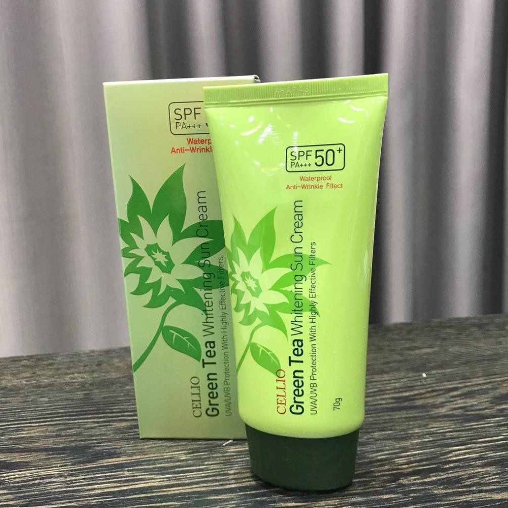 Kem chống nắng trà xanh Cellio Green Tea Whitening Sun Cream SPF 50+