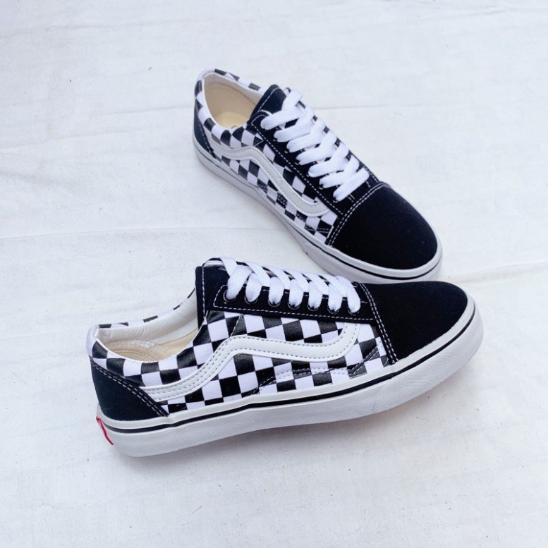 Giày thể thao vns old skool caro đen trắng thấp cổ thời trang, giày van ca ro sneoker nam nữ giá rẻ vietmax86