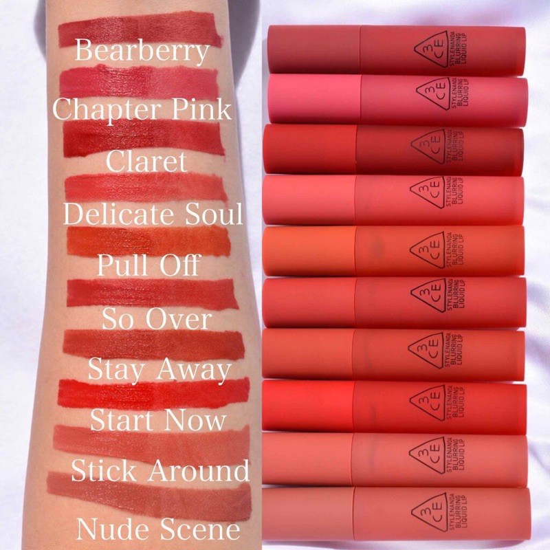 (CAM KẾT HÀNG AUTH, TEM HIDDEN TAG)Son 3CE Blurring Liquid Lip Stay Away Màu Đỏ Gạch