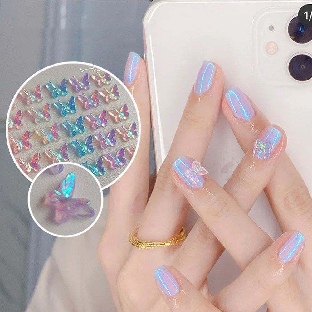QQMALL Phụ Kiện Trang Trí Móng Nghệ Thuật DIY Hình Bướm Dễ Thương