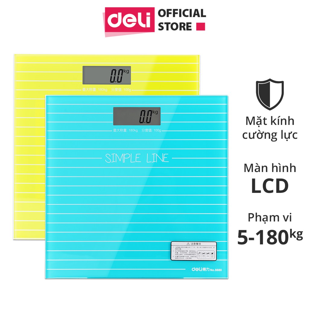 [Mã LIFEDL44 giảm 50K đơn 99K] Cân điện tử sức khỏe Deli - dành cho gia đình - Xanh/ Vàng - 8880