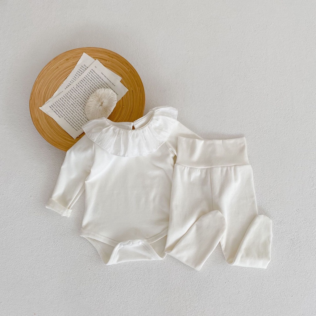 Bbaby Quần Legging Lưng Cao Phối Áo Tay Dài In Hoa Dễ Thương Và Thoải Mái Cho Bé Gái