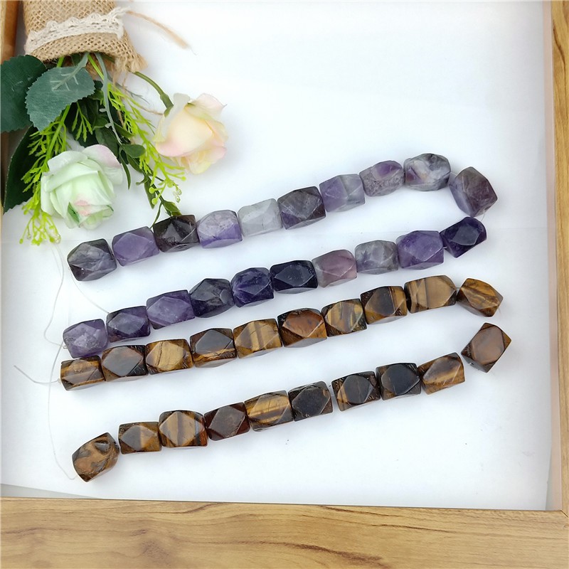 2-5 -10 viên mắt hổ nâu vàng/ tha.ch anh tím thô mài cạnh to 10x20mm