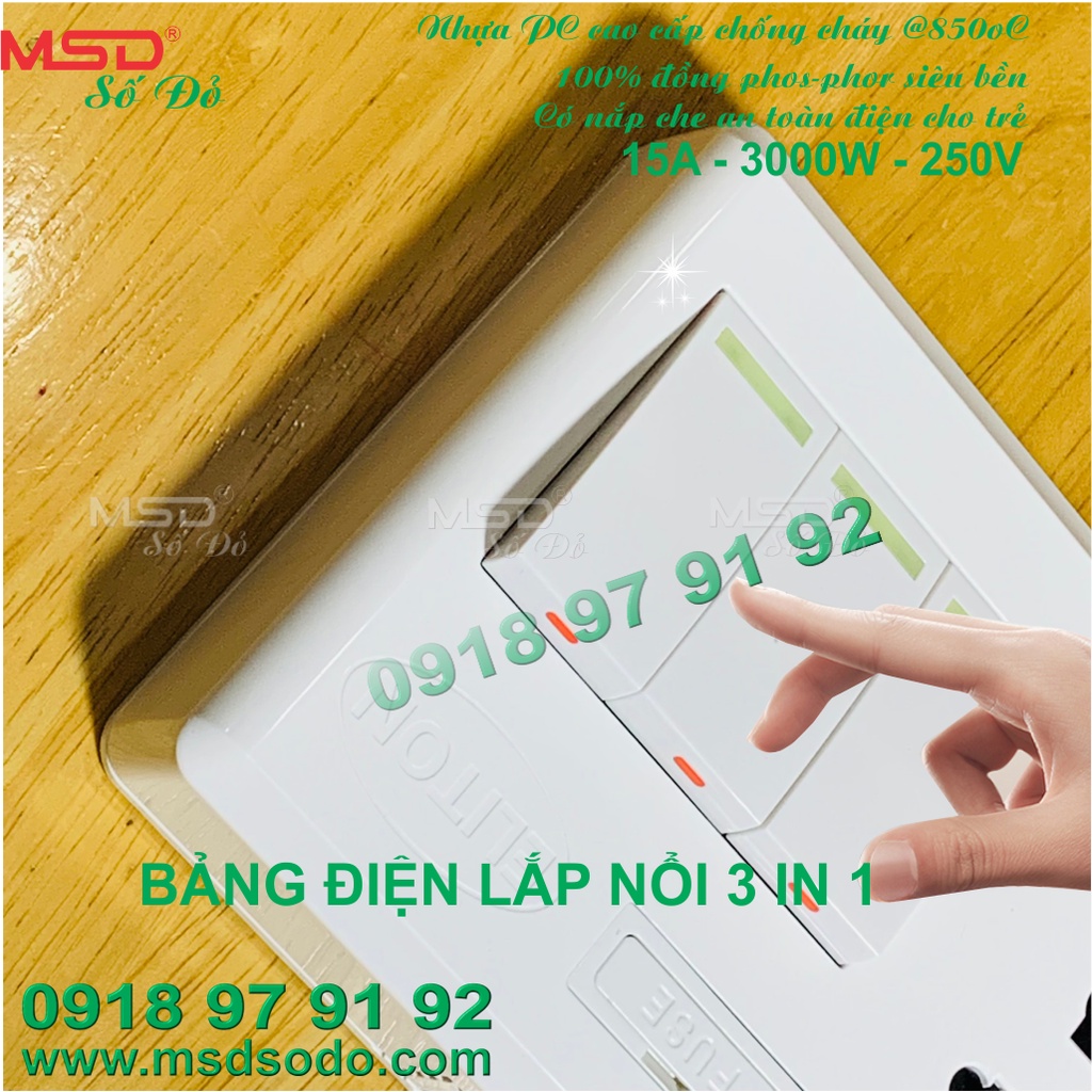 TAPLO ĐIỆN ELITON - 1 CÔNG TẮC 2 Ổ CẮM - 15A250V - B1E