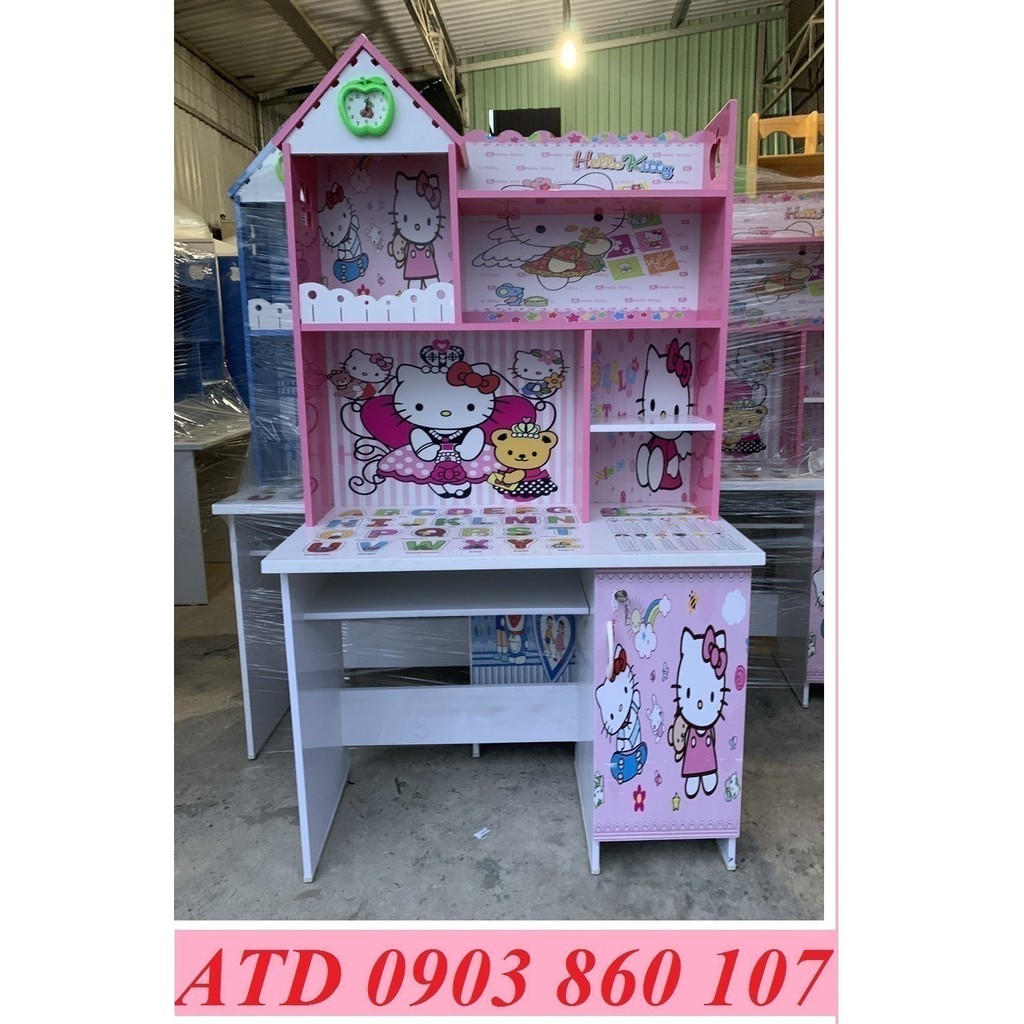 Bàn học sinh nhựa trẻ em in hình 3d kitty công chúa siêu đẹp cho bé gái tphcm
