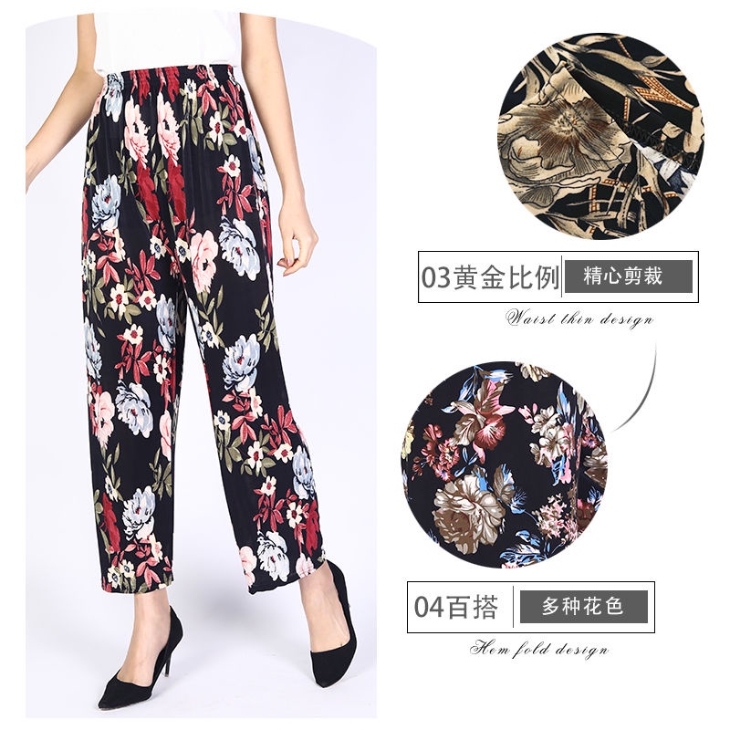 Quần Lụa Dài Ống Rộng In Họa Tiết Hoa Thời Trang Cho Mẹ Bầu
