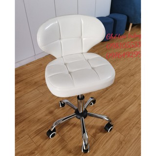 GHẾ SPA GHẾ XOAY CÓ TỰA MÀU TRẮNG (HÀNG CAO CẤP)