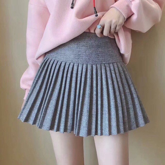 Chân váy dạ xếp ly