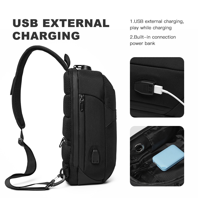 Túi đeo chéo OZUKO cổng sạc USB kháng nước chống trộm