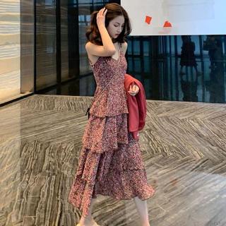 Đầm Dài Sát Nách Cổ Chữ V Phong Cách Retro