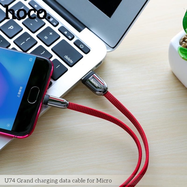 Dây sạc bọc dù mẫu dẹt HOCO U74 báo đèn sạc nhanh cho sam sung oppo huawei