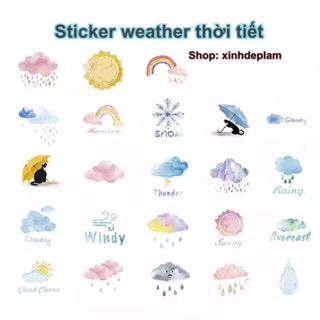 Bộ Sticker weather thời tiết cho sổ planner và nhật ký