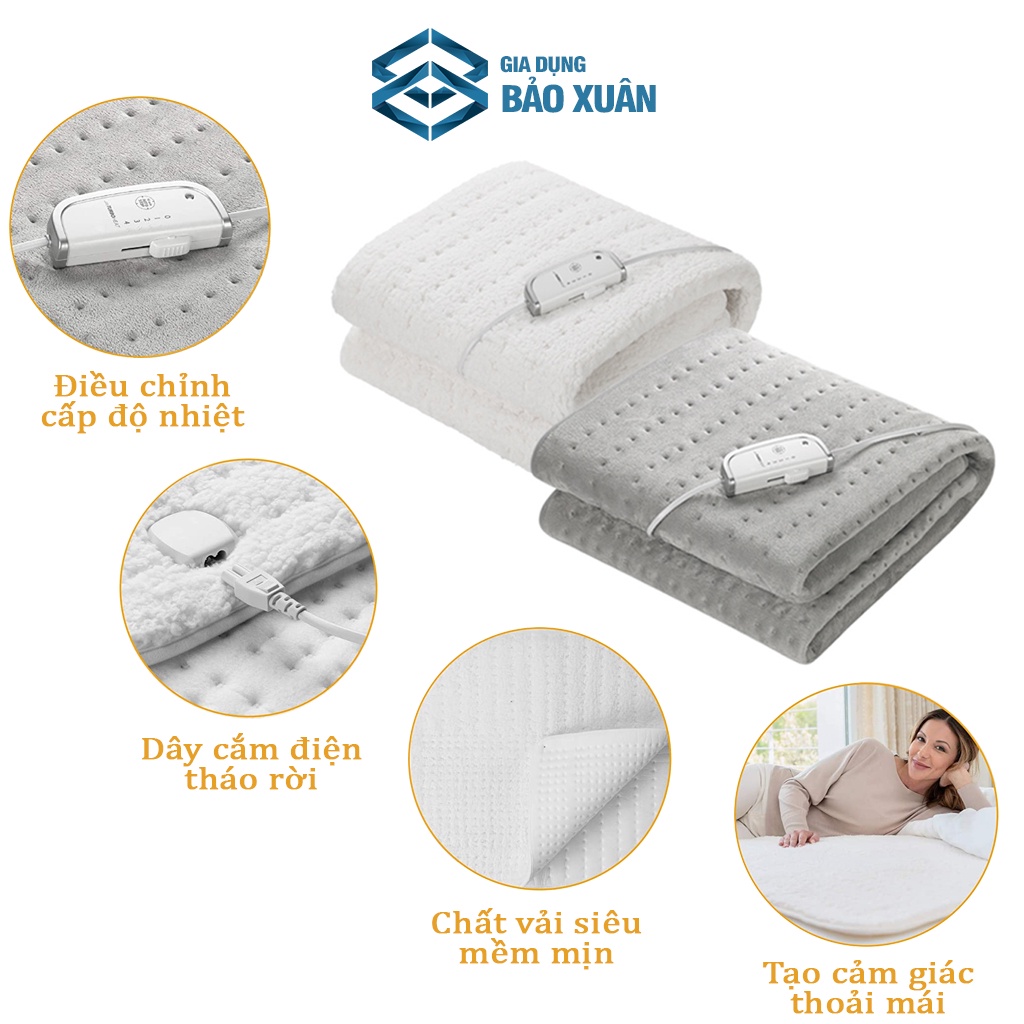 Đệm điện Medisana Nệm sưởi ấm mùa đông chất liệu cotton chăm sóc sức khỏe - Nhập Đức chính hãng