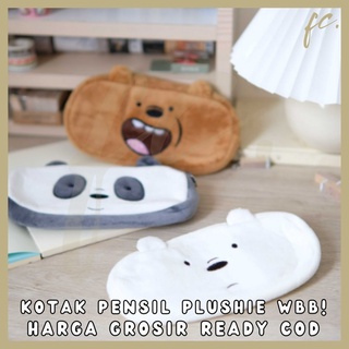 We bare bears túi đựng bút bằng vải nhung / bút chì hình gấu bông wbb ice bear grizzly miniso