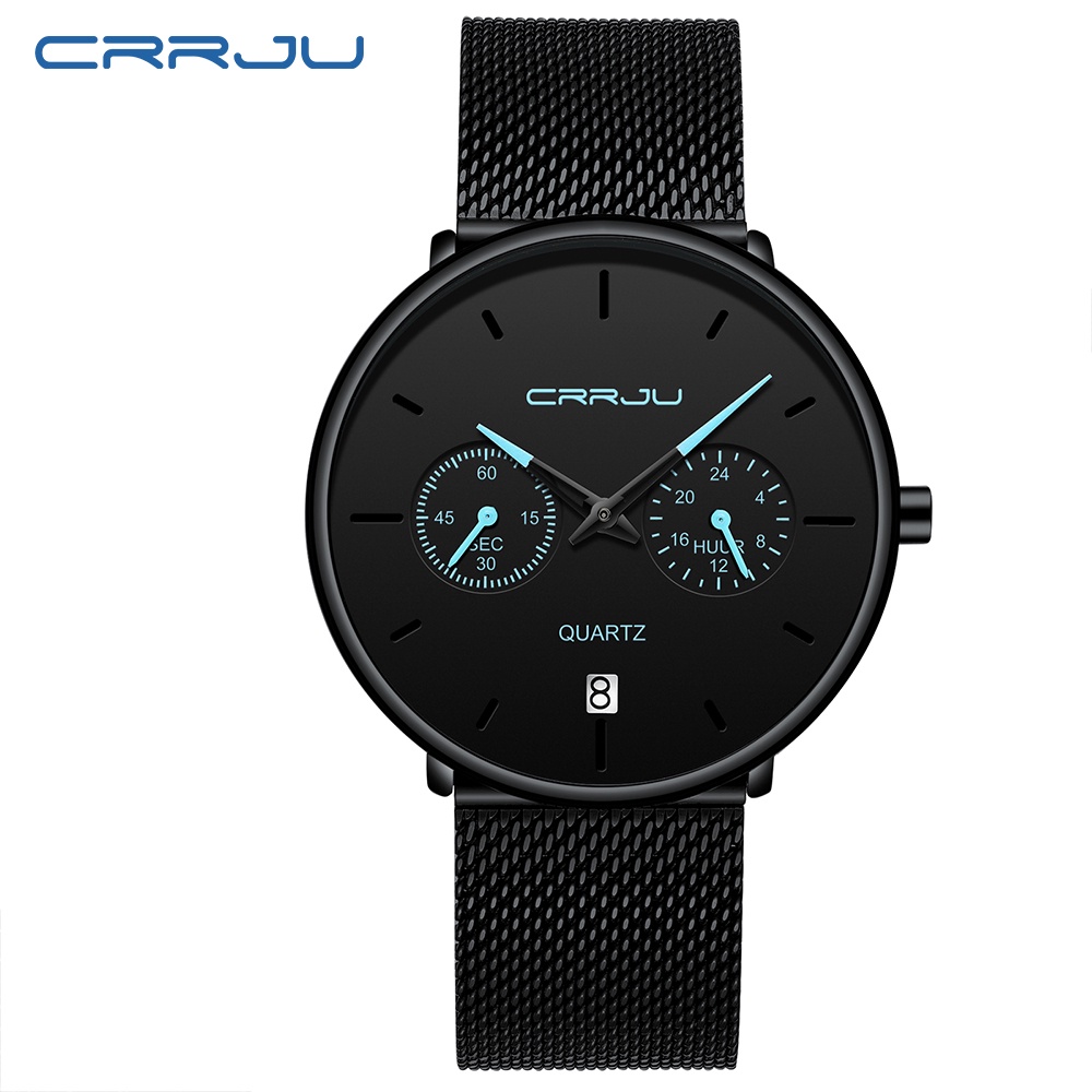 Đồng hồ CRRJU 2162X máy thạch anh dây đeo thép không gỉ chống thấm nước