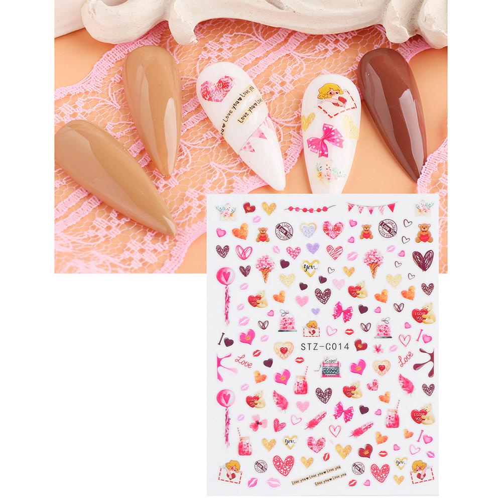 Nhãn Dán Móng Tay Tự Dính Hình Trái Tim Lấp Lánh Dễ Thương