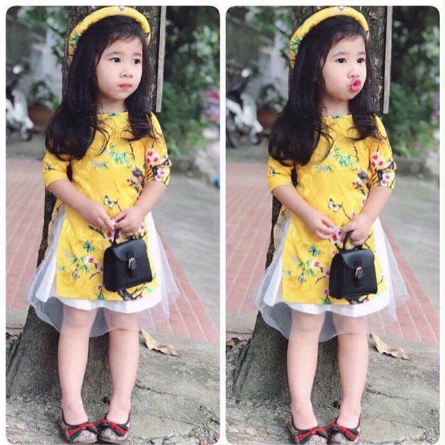 SÉT ÁO DÀI BÉ GÁI CÓ MẤN
