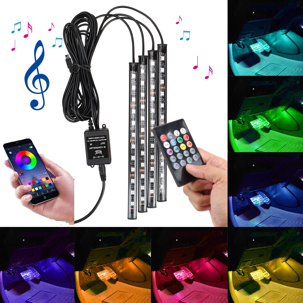 Đèn LED Trang Trí Nội Thất Xe Hơi 24 / 36 / 48 / 72 Điều Khiển Bằng Giọng Nói