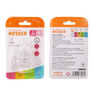 Combo 2 cái Núm ty Wesser Cổ hẹp size + (3 - 18 tháng)