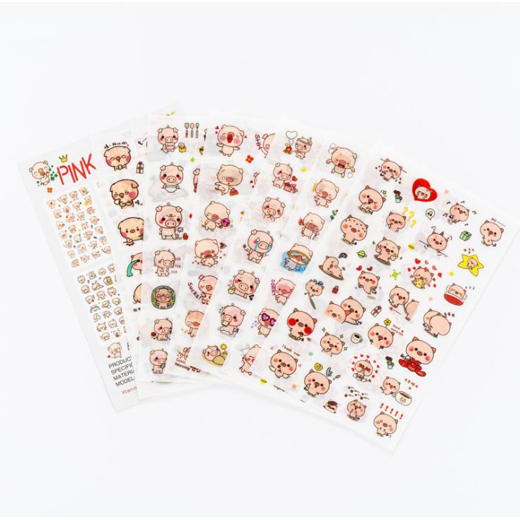 Bộ 6 Tấm Sticker Nhật Ký Cuộc Sống Của Heo Con